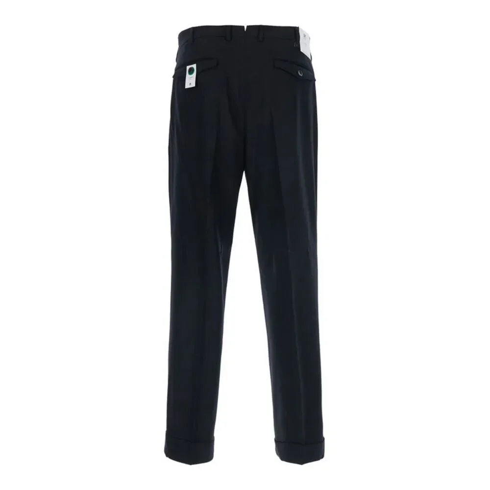 Pt Torino Men Carrot 2 Pleat Pants With Pockets And Black Hems For Men